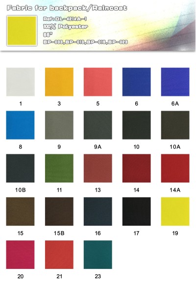 GZ-DL 背包/雨衣色卡  DL-4214A-1 100％POLYESTER 正面照